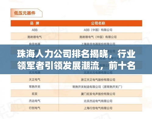 珠海人力公司排名揭晓，行业领军者引领发展潮流，前十名榜单全解析