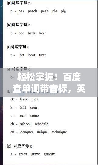 轻松掌握！百度查单词带音标，英语学习必备技巧！