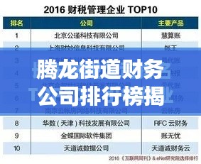 腾龙街道财务公司排行榜揭晓，行业领军者一览无余