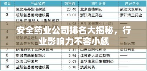 安全药业公司排名大揭秘，行业影响力不容小觑