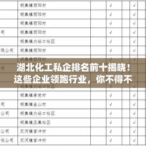 湖北化工私企排名前十揭晓！这些企业领跑行业，你不得不看！