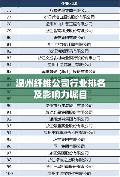 温州纤维公司行业排名及影响力瞩目