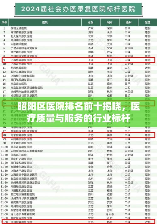 昭阳区医院排名前十揭晓，医疗质量与服务的行业标杆