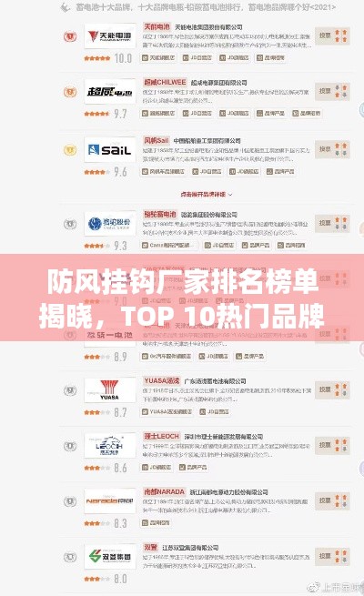 防风挂钩厂家排名榜单揭晓，TOP 10热门品牌一览