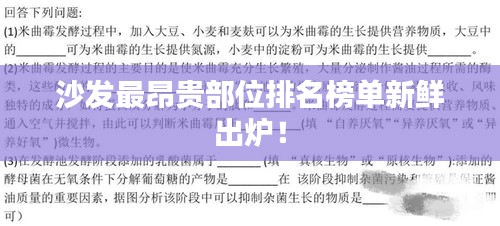沙发最昂贵部位排名榜单新鲜出炉！