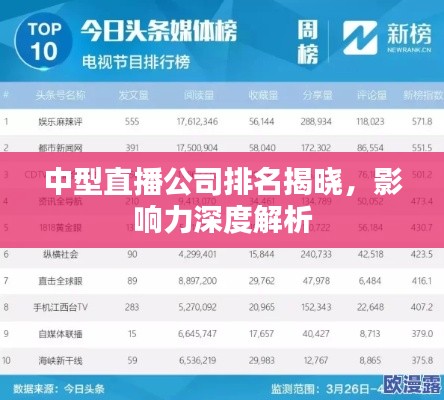 中型直播公司排名揭晓，影响力深度解析