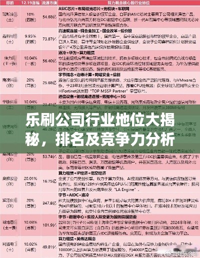 乐刷公司行业地位大揭秘，排名及竞争力分析