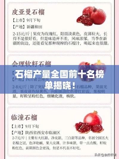 石榴产量全国前十名榜单揭晓！