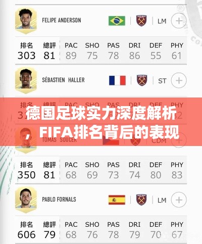 德国足球实力深度解析，FIFA排名背后的表现与实力探究