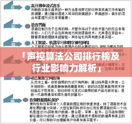 「声控算法公司排行榜及行业影响力解析」