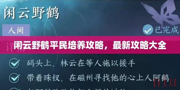 闲云野鹤平民培养攻略，最新攻略大全