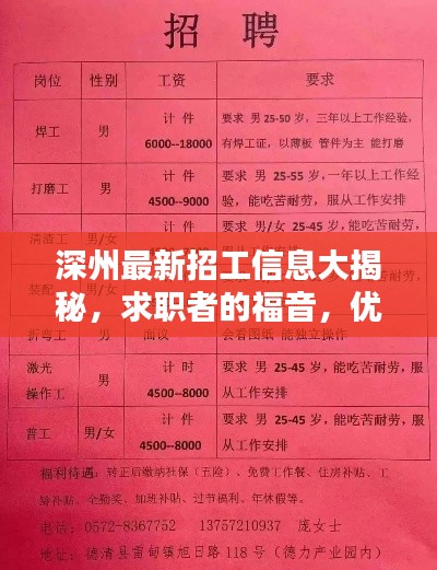 深州最新招工信息大揭秘，求职者的福音，优质岗位一网打尽！