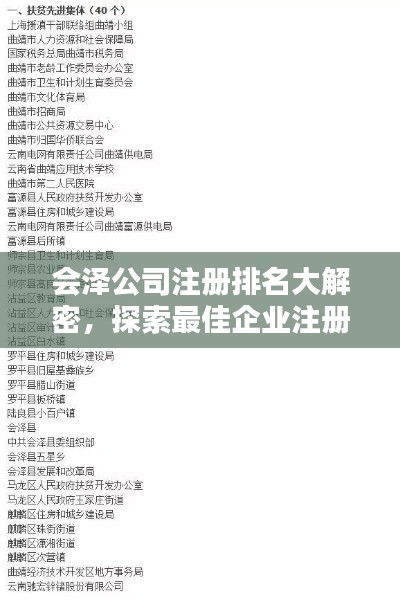 会泽公司注册排名大解密，探索最佳企业注册选择榜单！