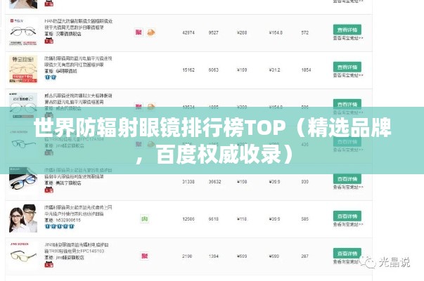 世界防辐射眼镜排行榜TOP（精选品牌，百度权威收录）