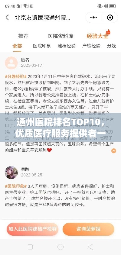通州医院排名TOP10，优质医疗服务提供者一览
