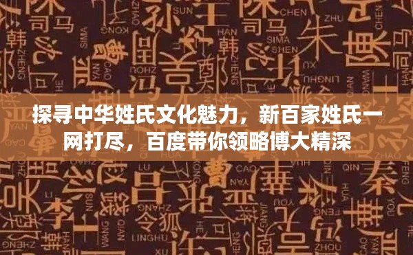 探寻中华姓氏文化魅力，新百家姓氏一网打尽，百度带你领略博大精深