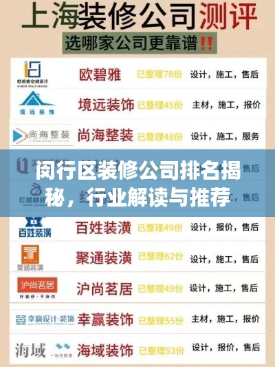 闵行区装修公司排名揭秘，行业解读与推荐