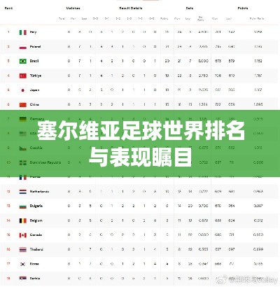 塞尔维亚足球世界排名与表现瞩目
