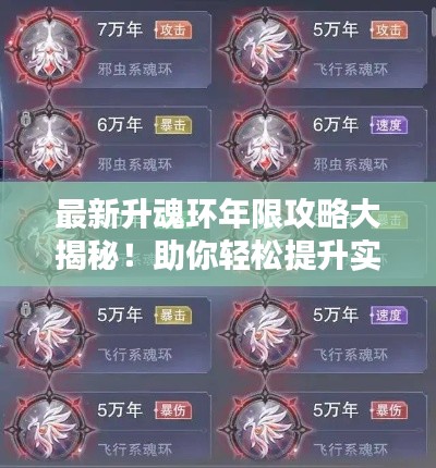 最新升魂环年限攻略大揭秘！助你轻松提升实力！